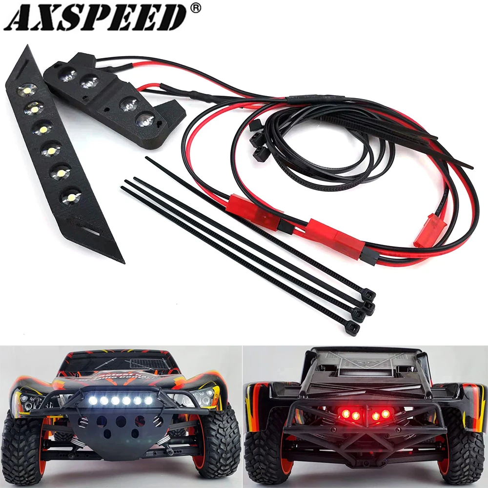 AXSPEED przednie i tylne światła LED lampka punktowa Bar DC 6-8.4v dla 1/10 4x4 2wd VXL, XL-5 SLASH zdalnie sterowany samochód gąsienicowy części