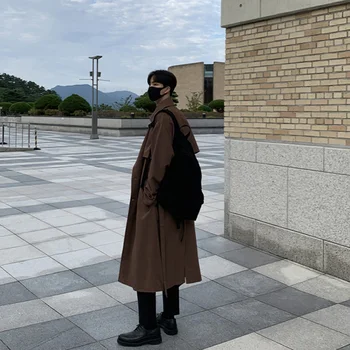 Trench Coat Brand New Spring Trench Korean Men's Fashion Overcoat Male Long Windbreaker Streetwear Men Coat Outer Wear Clothing 6