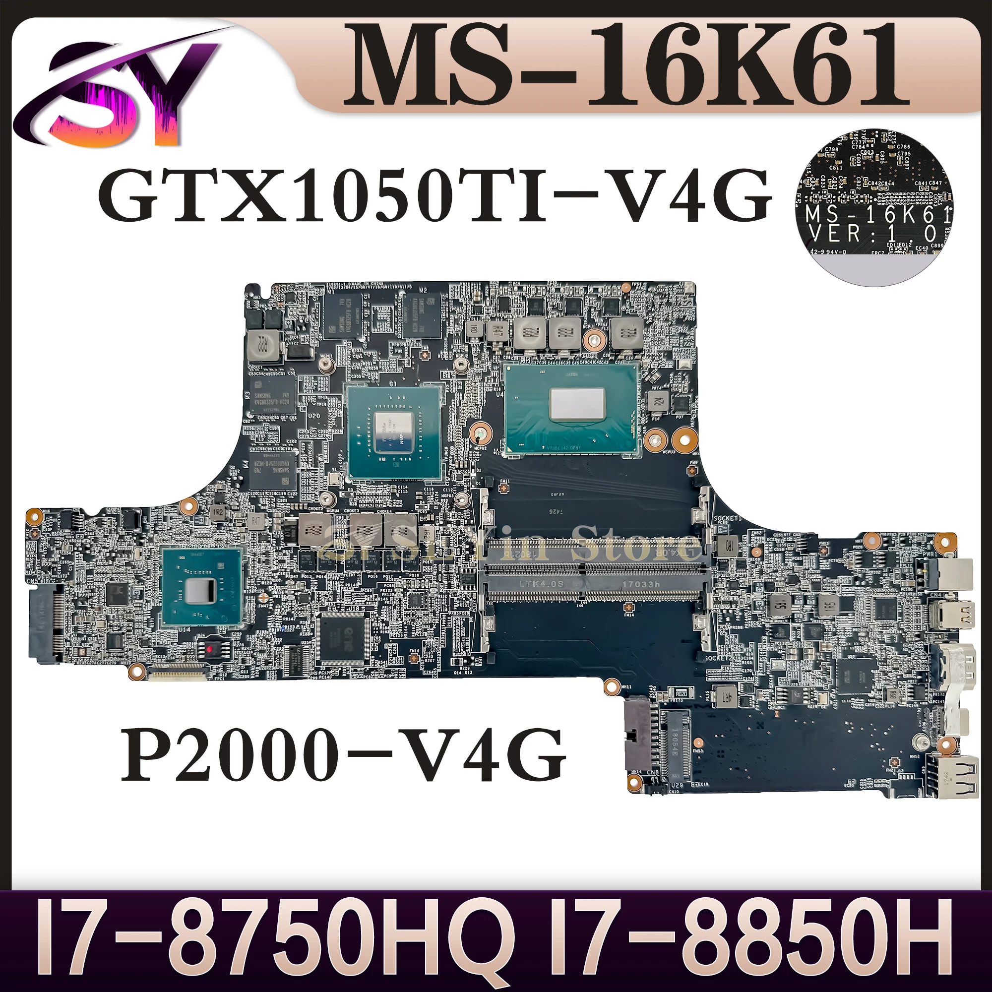 MS-16K61 Mainboard For MSI GS63  8RD MS-16K6 Laptop Motherboard I7-8750H I7-8850H GTX1050TI/P2000 100% Working