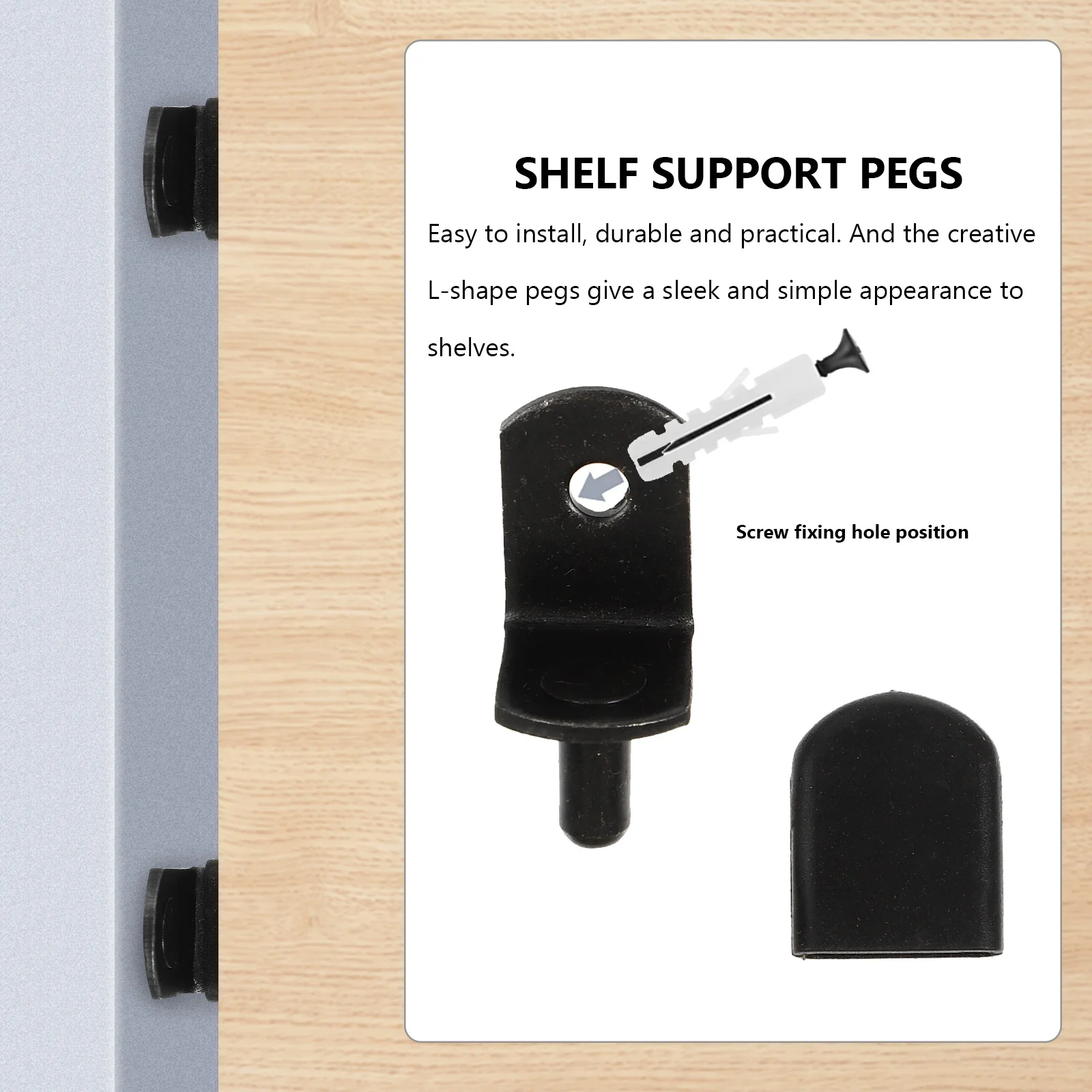 

50Pcs Shelf Support Pegs L-Shaped Durable Rubber Iron Shelf Clips for Cabinet Bookshelf DIY Repairs Cabinet Supports