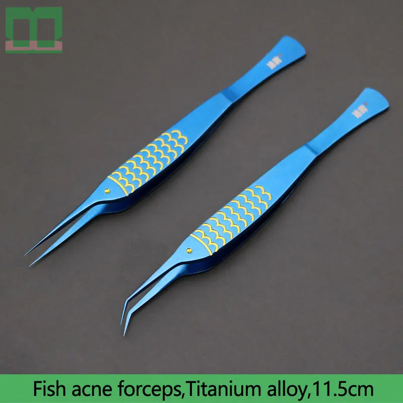 

Splinter acne clip fish acne forceps angle form straight handle 11.5cm cosmetic plastic surgery surgical operating instrument