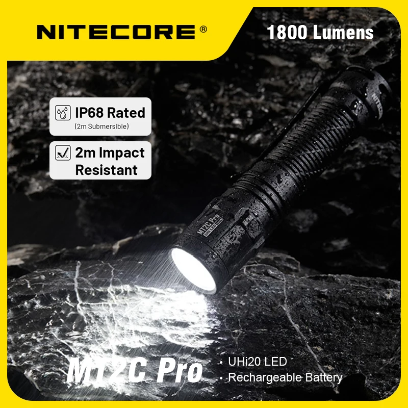 NITECORE MT2C PRO 1800Lumens Tactical Flashlight Rechargeable Include 3600mAh Battery