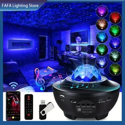 LED Starry Galaxy Projector Bluetooth USB Music Player Night Light Romantic Ocean Colorful Projector for Kids Bedroom Home Decor
