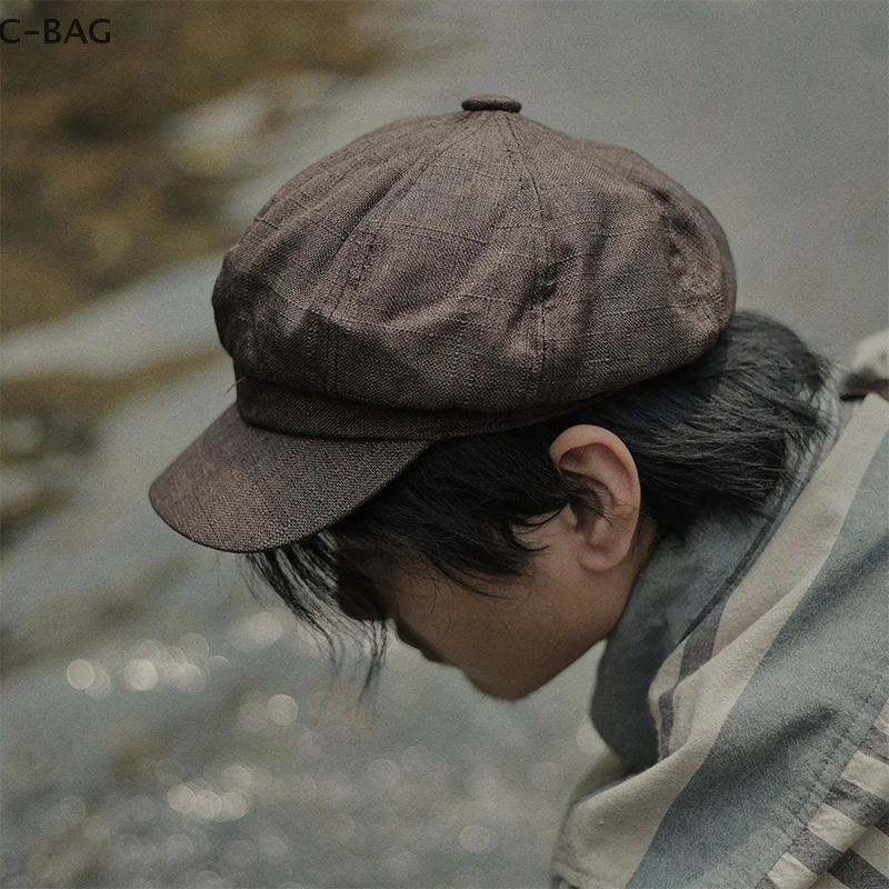 

1PC Retro Art Beret Casual Fashion Octagon Brown Thin British Newspaper Boy Hat Painter Hat