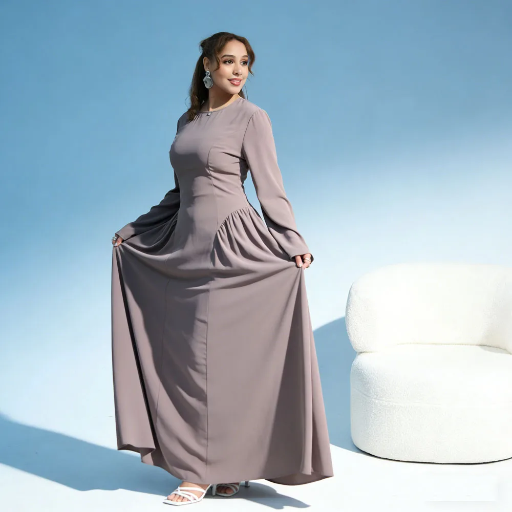 

Дубайский кафтан-абайя: скромное мусульманское платье для женщин, с длинным рукавом, турецкий кебайя, кафтан, марокканское платье, исламская скромная одежда, повседневное.