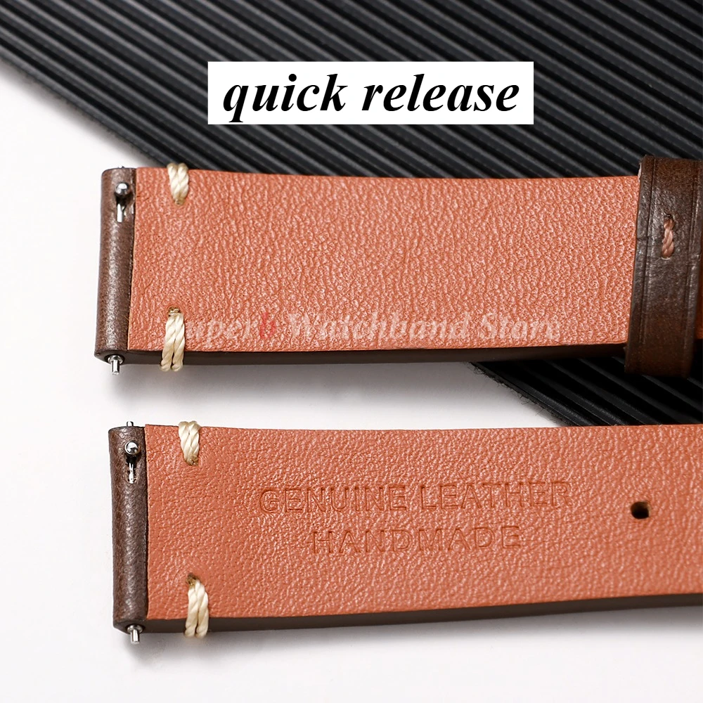 الإفراج السريع خمر جلد البقر حزام الساعات 20 مللي متر 22 مللي متر أسود براون خياطة معصمه لساعة سامسونج جالاكسي 7/6/5/4