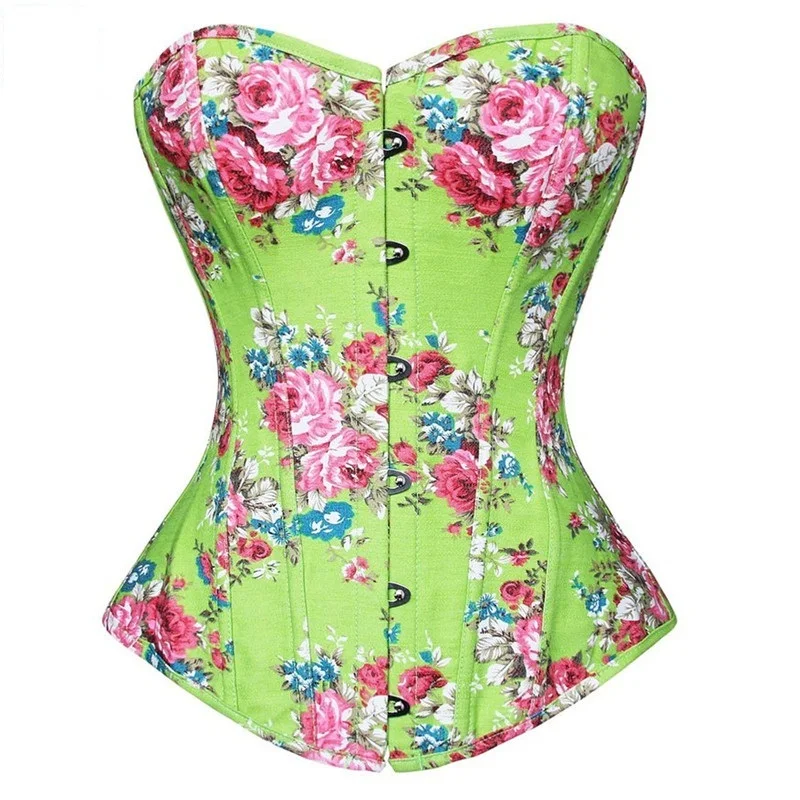 caudatus vintage overbust corsets and bustiers flower print brocade sexy fashion adjustable corselet costumes victorian