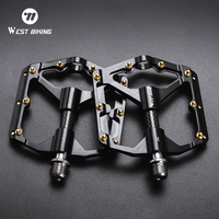 WEST BIKING Bicycle Pedals 3 Bearings Ultralight Carbon Fiber Tube Road Bike Pedals BMX MTB Flat Pedals Professional Bike Parts