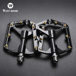 WEST BIKING Bicycle Pedals 3 Bearings Ultralight Carbon Fiber Tube Road Bike Pedals BMX MTB Flat Pedals Professional Bike Parts