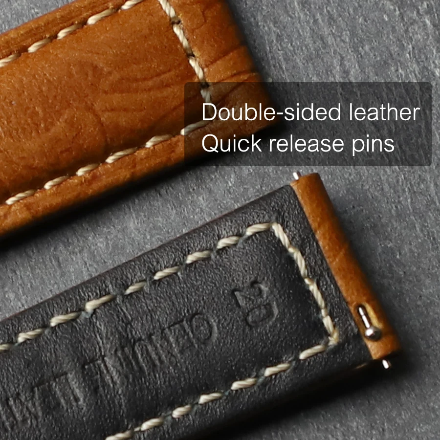 20mm 22mm Quick Release Pins Watch Band Vintage Embossing Retro Leather Strap for Rolex Tudor Breitling Hamilton Seiko Citizen