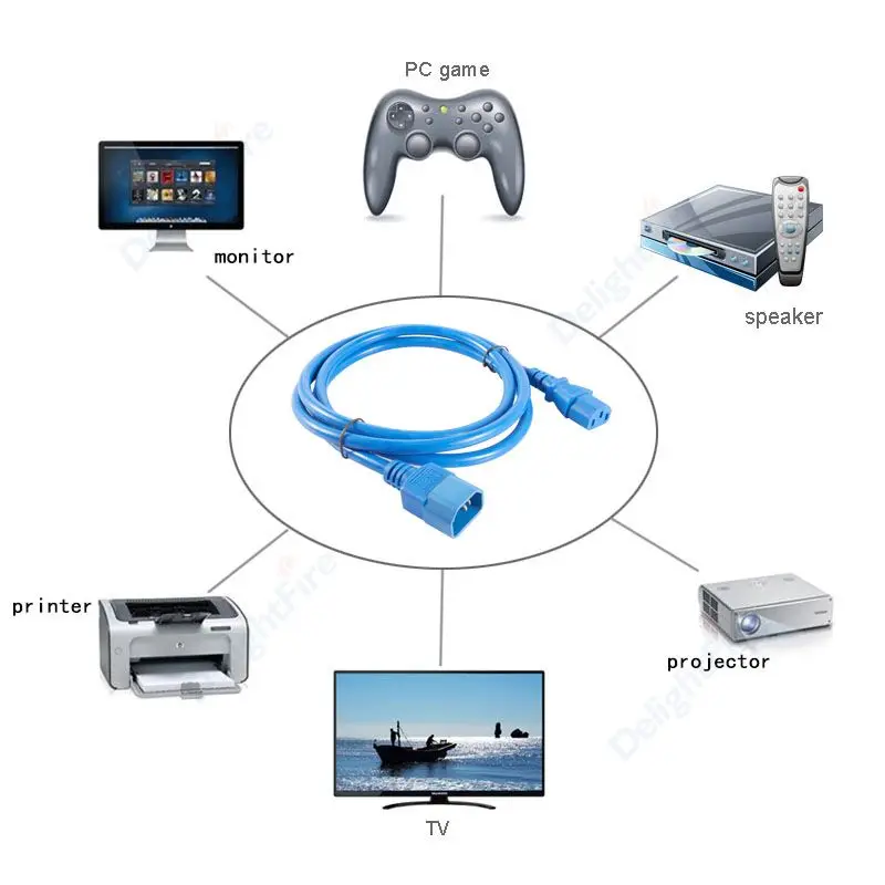 PDU Power Supply Cord C13 To C14 Extension Cable 1m 1.8m 3m 250V Blue Electric Wire for Dell Computer Adapter Battery Monitors