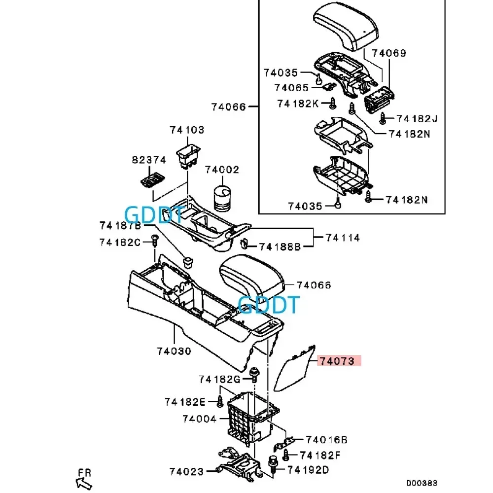 Couvercle arrière de console de sol pour Lancer CX CY CZ, panneau de garniture de console, accessoires de couvercle de décoration, 8011A225XA, 1 PC
