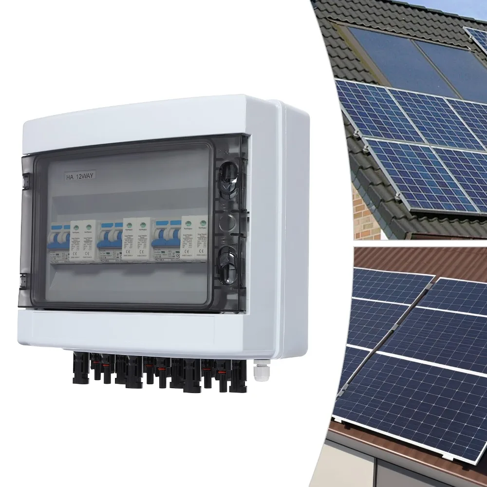 Boîtier de raccordement solaire 25A avec interrupteur de déconnexion, bornes MC4 murales, protection contre les surtensions 20-25kA pour panneaux solaires hors réseau