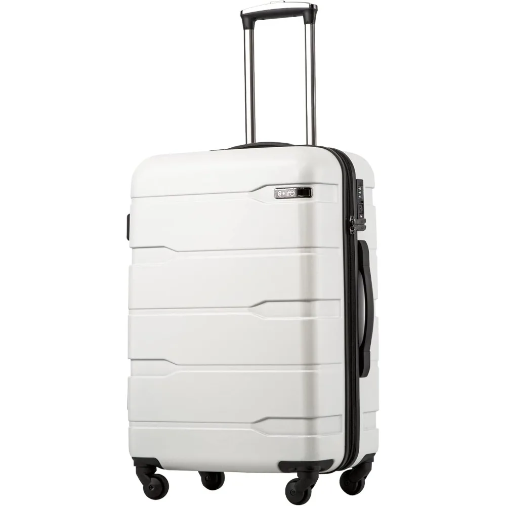 

Coolife Luggage Expandable(only 28") Suitcase PC+ABS Spinner Built-In TSA lock 20in 24in 28in Carry on (white, S(20in_carry on))