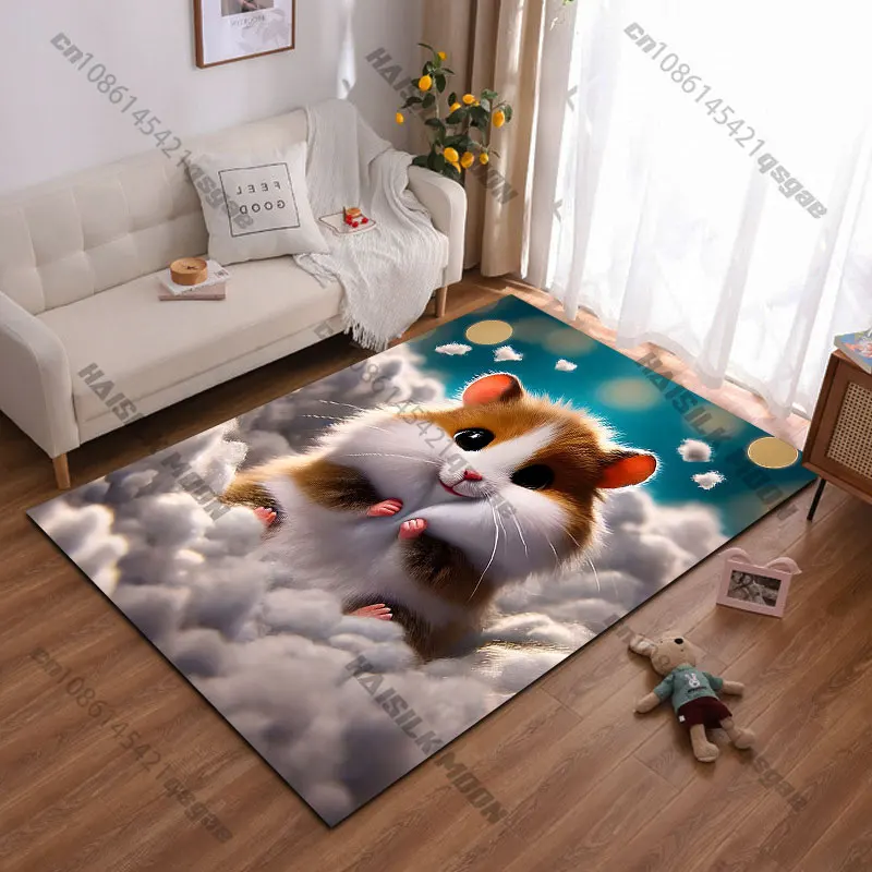 Cute hamster fluffy cloudcarpet Yoga living room room decor children's crawling mat doormat area rug games floor mat