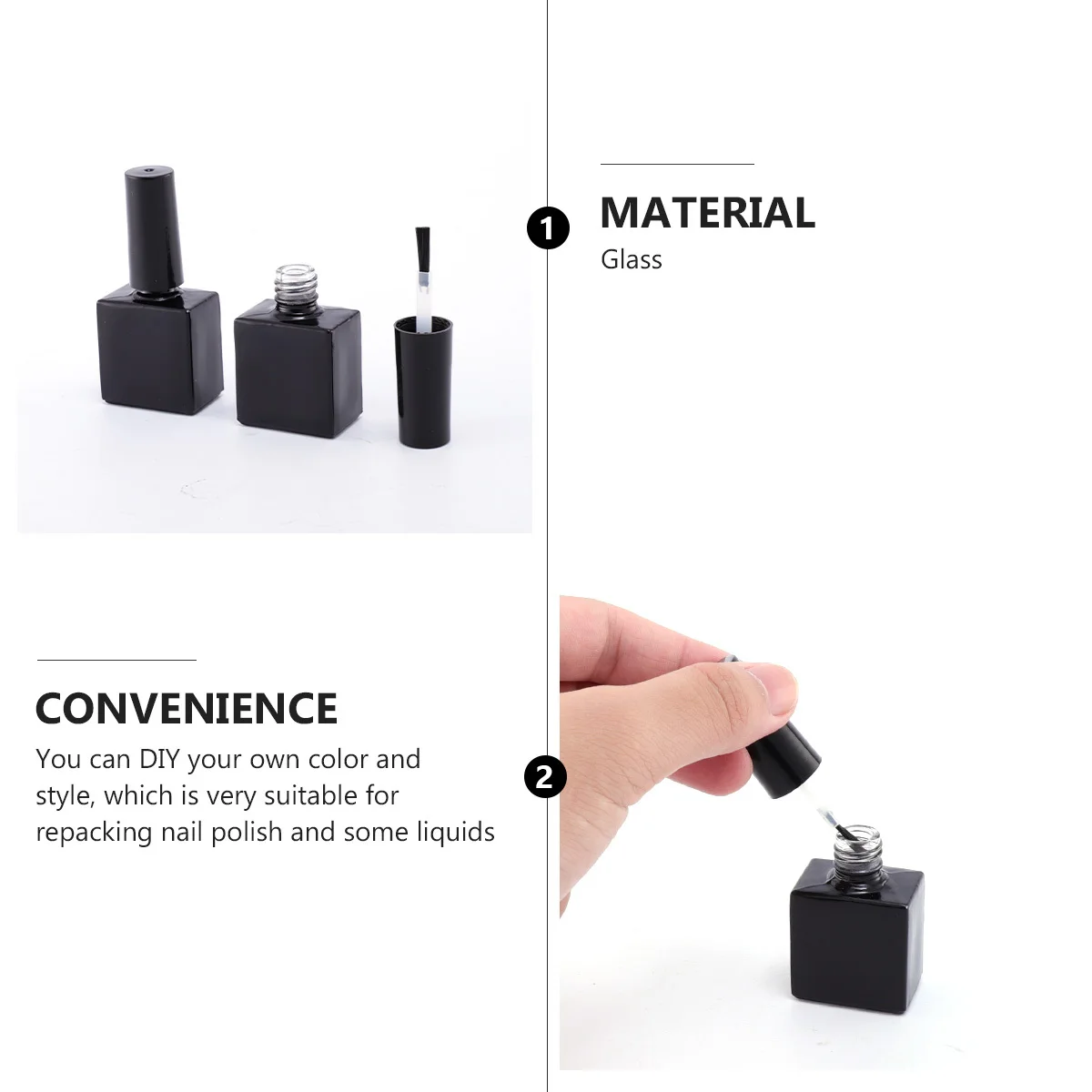 

12Pcs Empty Nail Polish Bottles Glass Flat Side Nail Polish Container High-Quality Compact Travel Portable Empty Glass Bottles