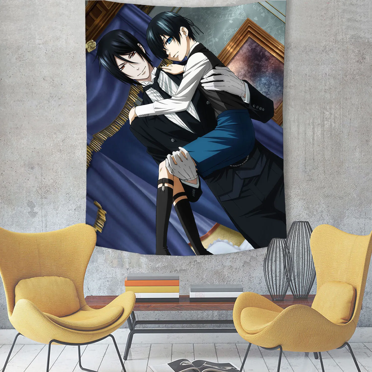 Japanese Classic Anime Black Butler Cartoon Printed Tapestry Room Decoration Banner Hanging Room Decoration Party Decoration