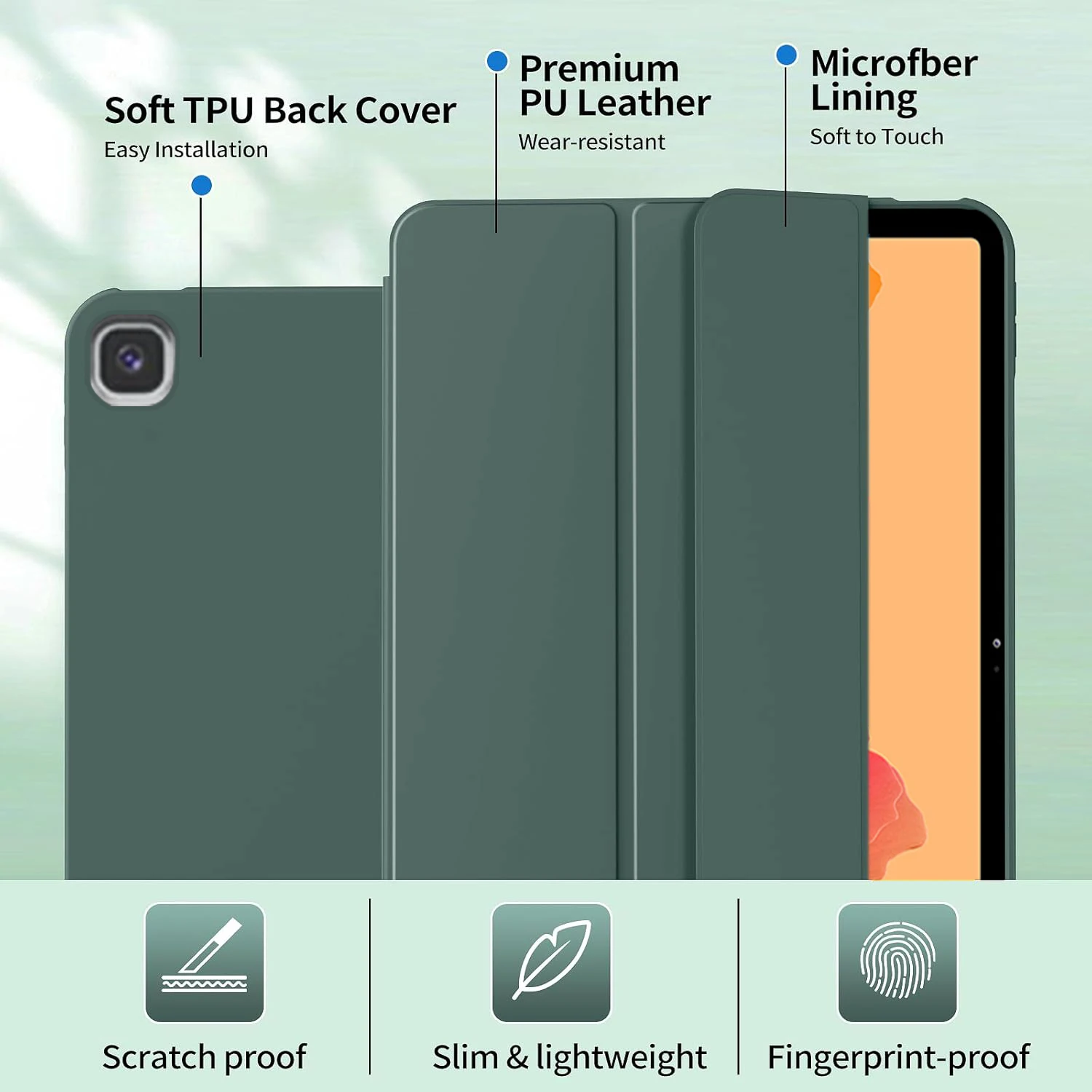 Tri-fold Flip Case For Samsung Galaxy Tab A7 10.4'' 2020/2022 SM-T500 SM-T505 SM-T509 Magnetic Stand PU Leather Protective Cover - view 6