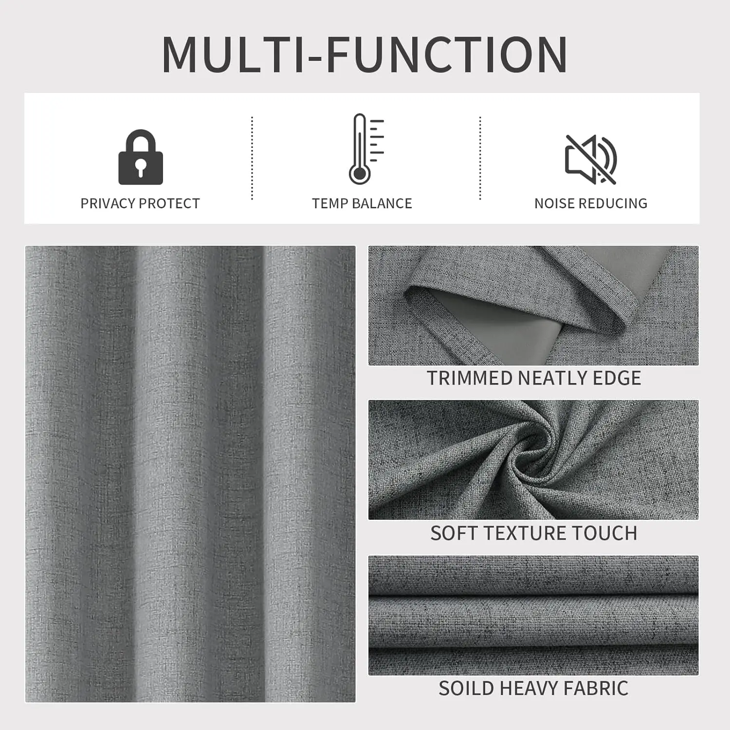 Blackout Curtains 350cm Height Room Darkening Curtains for Bedroom 100% Black Out Textured Thermal Curtain Privacy Protection