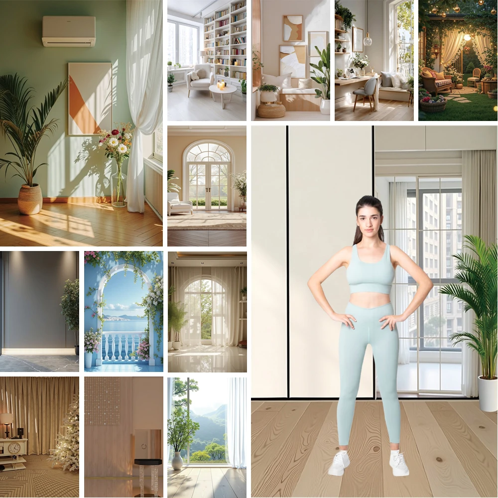 

MOON.QG Interior Living Room Backdrop Chairs Cabinets Solid Color Walls Backgrounds Photography Photozone Birthday Decoration