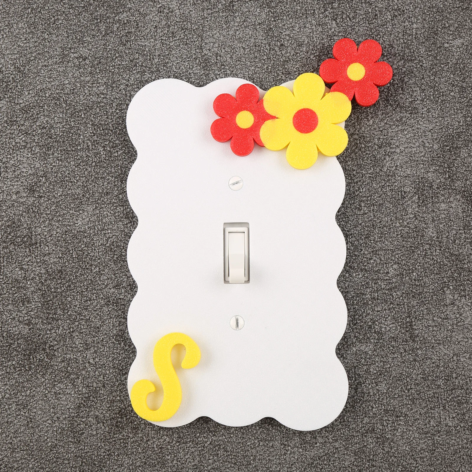 Cross-border Pink Wavy Flower Single Toggle Switch Plate Cute 3D Floral Letter Wall Switch Decor Cover