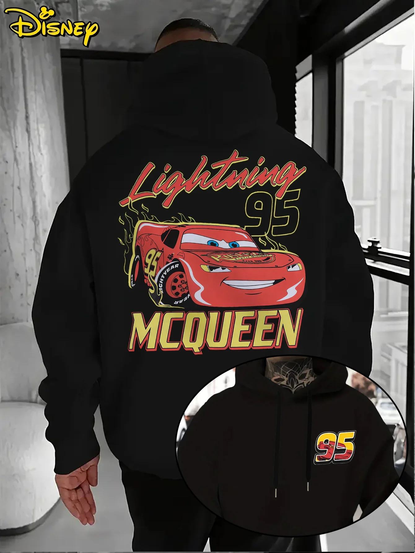 2025 Disney Cars Lightning McQueen Sudadera con capucha Sudadera con capucha suelta Regalo de cumpleaños para fanáticos de los coches de Disney Pixar Tops Ropa