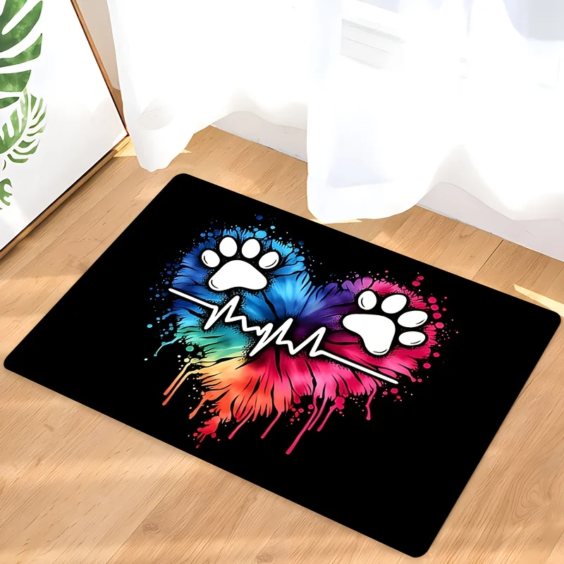 

VIKAMA Коврик в форме сердца с принтом лапы, нескользящий, приятный для домашних животных, домашний декор, романтический коврик для прихожей и ванной комнаты в исцеляющим стиле