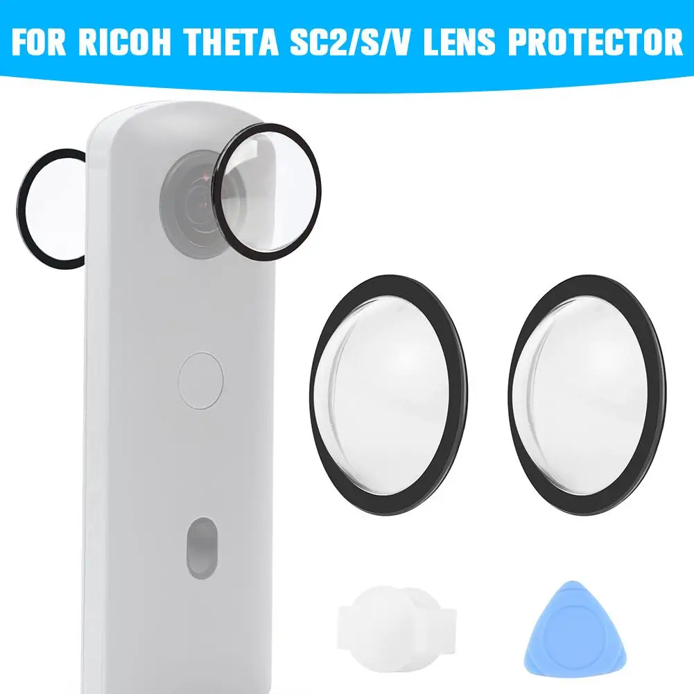 Protetor de lente para câmera esportiva ricoh theta sc2/s/v, resistente a respingos e arranhões, protetor de lente para câmera de ação, capa de lente