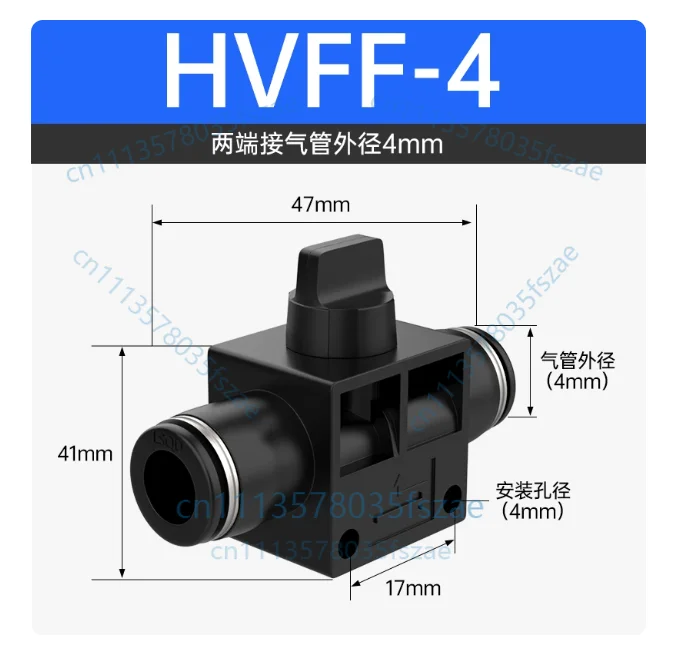 Accessories 1pcs pneumatic manual switch hand valve hvff-4/6/8/10/12mm