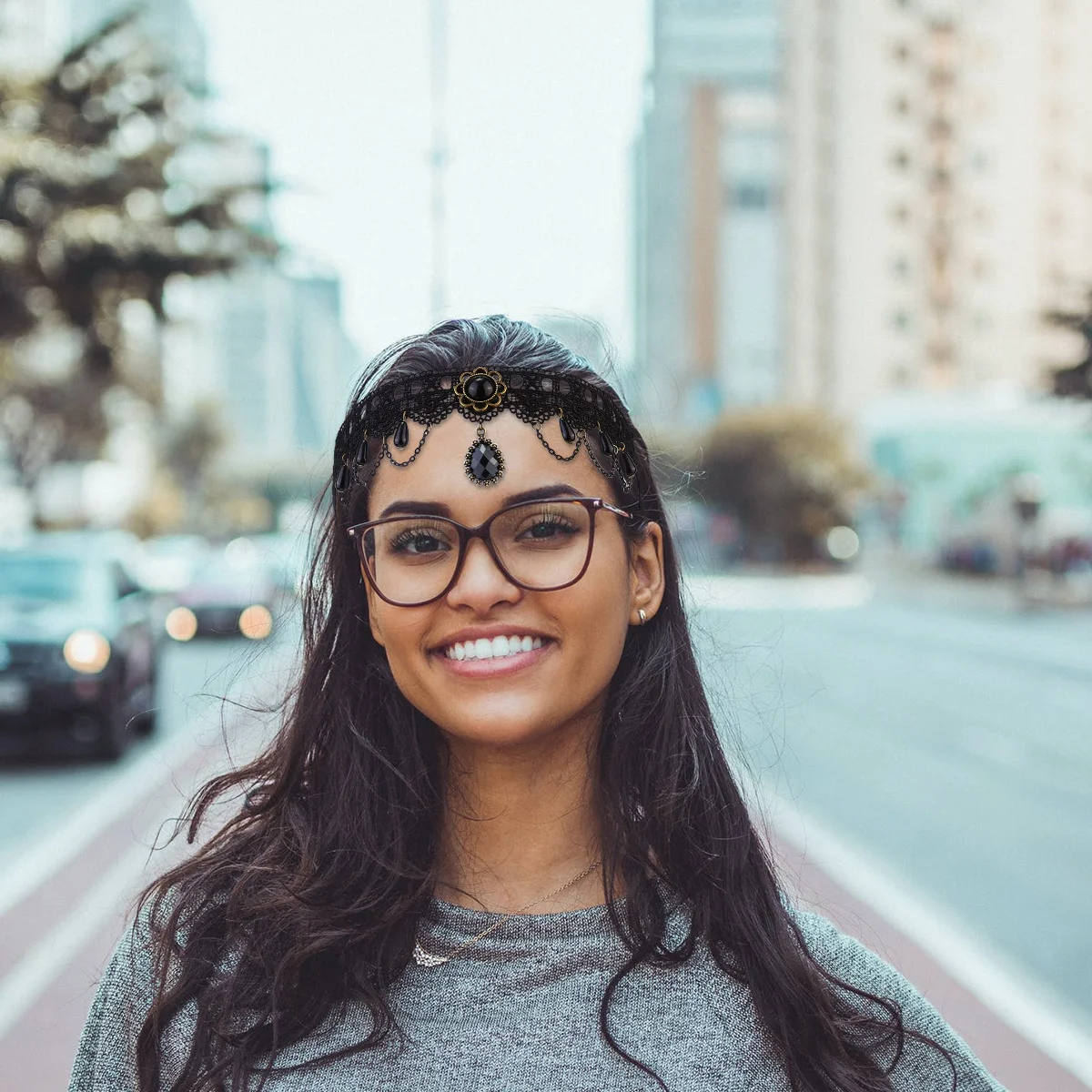 

Lace Headband Black Halloween Headdress Lightweight Comfortable Party Costume Accessory Fine Workmanship Hair Styling Tool