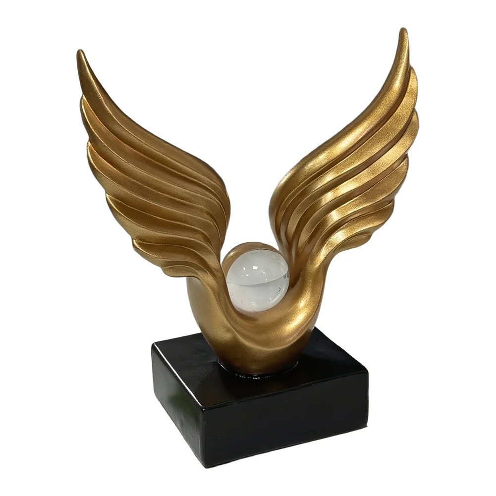 Sculptural Shelf Accent Resin Angel Wings Sleek Sculptural Shape Intricate Detailing Dynamic Wing Motion Lasting Durability