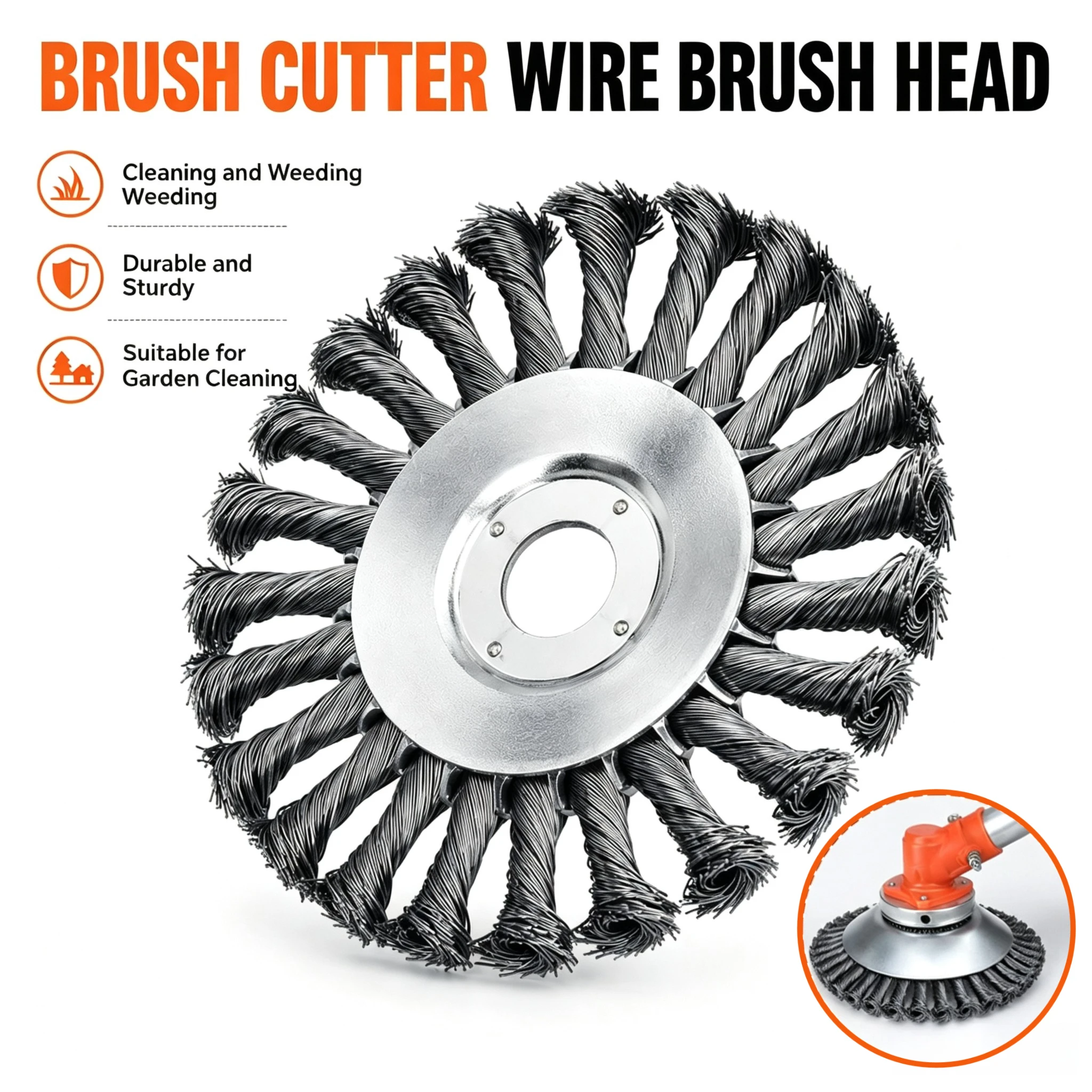 6/8/10 Inch Weed Brush Cutter Head Lawn Mower Universal Grass Trimmer Head Steel Wire Wheel Brush Disc Garden Trimmer Heads