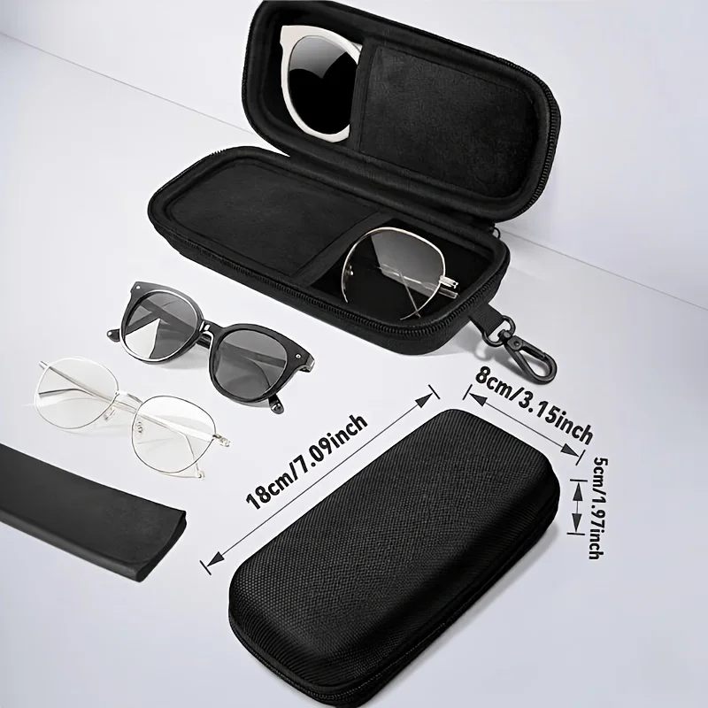 Shockproof Hard Shell Double Lens Glasses Storage Box Portable Car Use Zipper Protective Eyewear Holder Anti Drop Safe Container