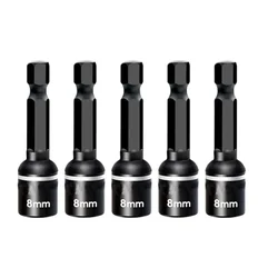 5pcs 8mm Socket Magnetic Nut Screwdriver 1/4-inch Hex Shank Drill Bit Adapter For Power Drills Drivers Socket Kit
