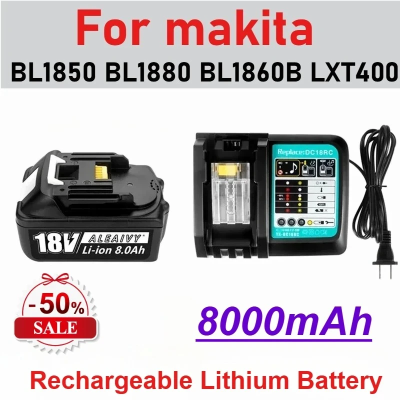 

【Upgraded】8V 8000mAh Battery BL1860 18650 Rechargeable Lithium Ion Battery for Makita Battery 8Ah BL1850 BL1880 BL1860B LXT400