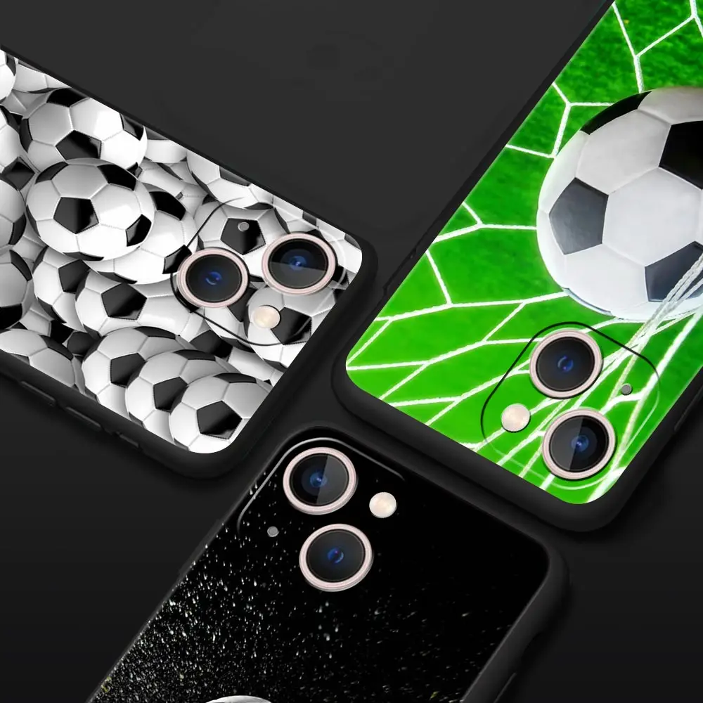 Soccer ball Football Field Luxury Phone Case For iPhone 11 14 15 Pro MAX 12 13 Mini 7 8 Plus X XR XS SE Shockproof Cover Funda