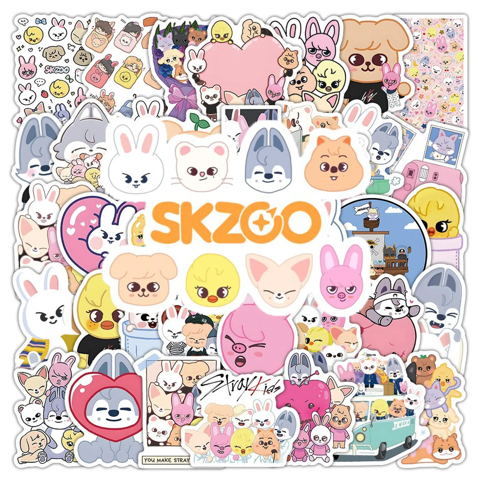 

50 шт. K-POP SKZOO милые водонепроницаемые стикеры Stray Kids для канцелярии, скейтборда, бутылки для воды