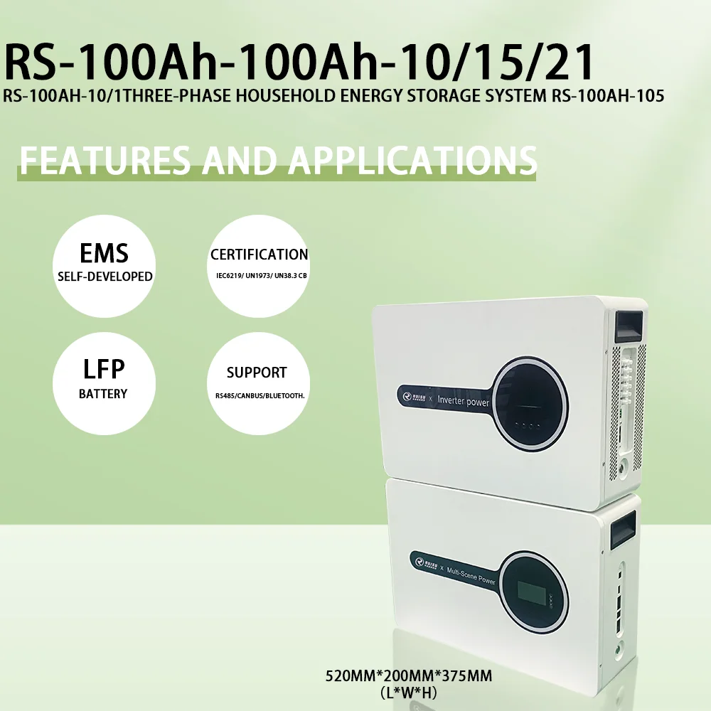 Ruisu IP54 Lithium Battery Lifepo4 Ion PV Solair Battery New Energy 51.2V 100Ah 6000 Cycles 100Ah Outdoor