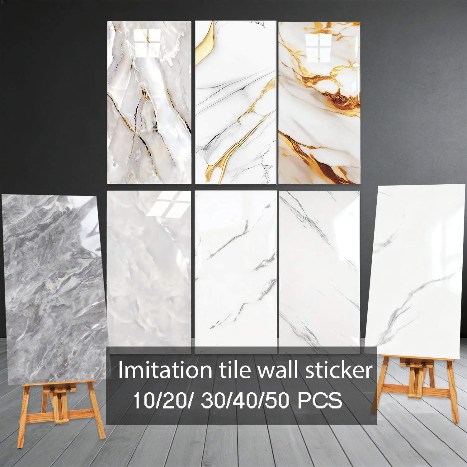 10-50pcs 23.6x11.8in Lightweight Backsplash Marble Look Tile (not Real Marble) Ideal Waterproof Oil-proof for Kitchen Bathrooms