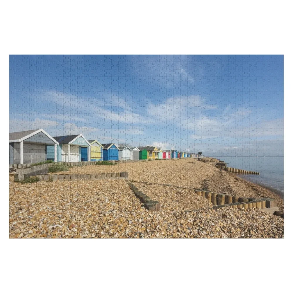 

Beach Huts at Calshot, Hampshire Jigsaw Puzzle Custom Wooden Name Works Of Art Wood Name With Photo Puzzle