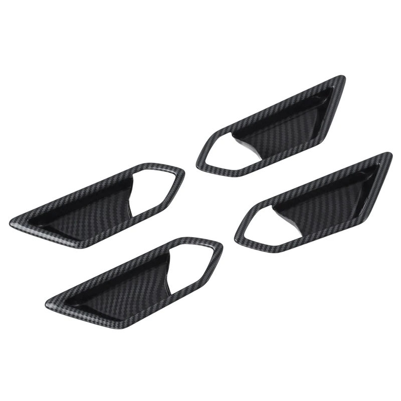 4Pcs Carbon Fiber Car Ineer Door Handle Bowl Cover Trim For ID.4X ID4X 2022