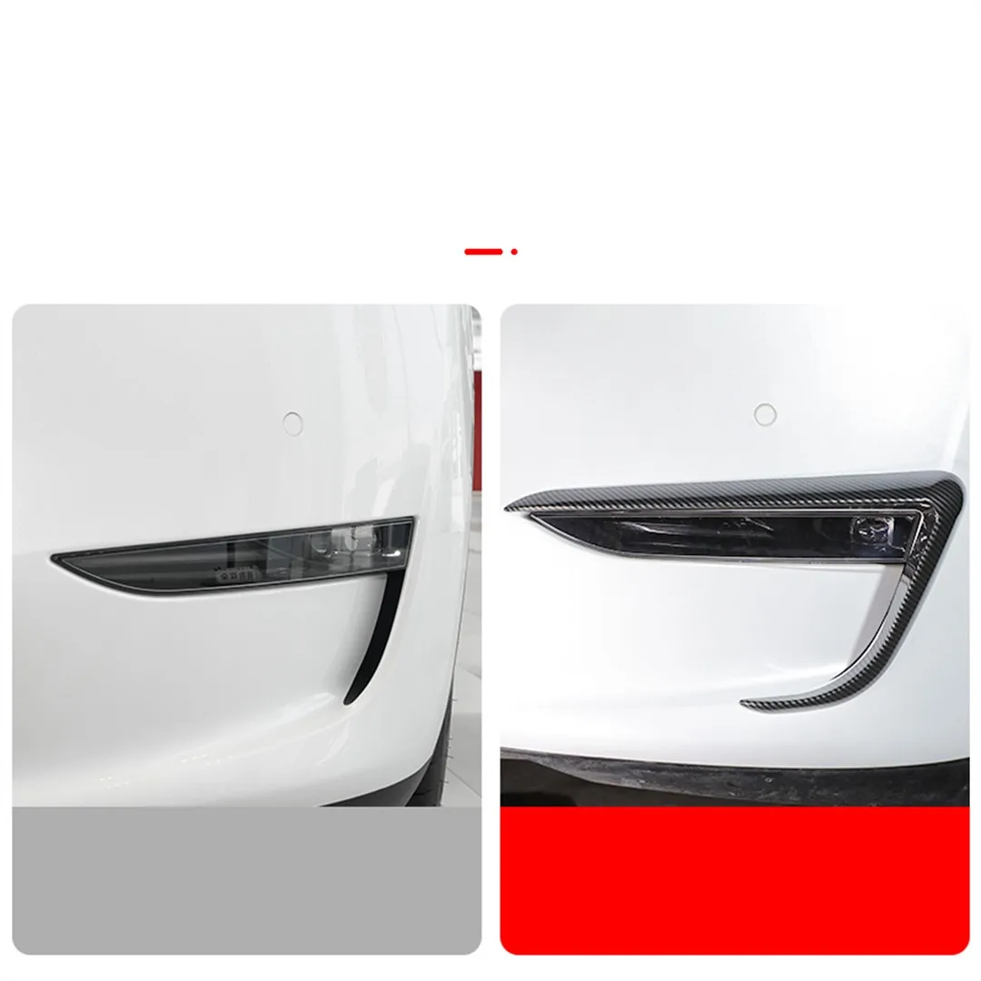 Front Fog Lamp Eyebrow decorate For Tesla Model Y modification automobile repacking Matte black Carbon fiber Pearl White