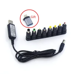 DC 5V-12V Adjustable Voltage Step 0.2V QC 3.0 USB Power Cable For 12V WiFi Router,Light Cat, switches and other other 12V Device