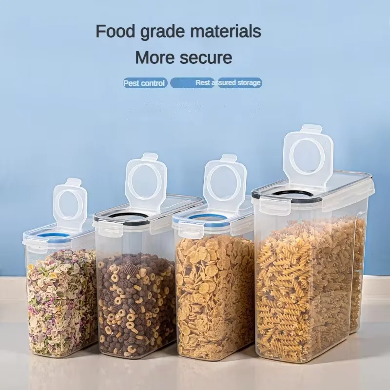 4PCS Kitchen Food Storage Tank Miscellaneous Grain Storage Box 2.5L/4L Set Transparent PP Sealed and Waterproof Storage Tank.