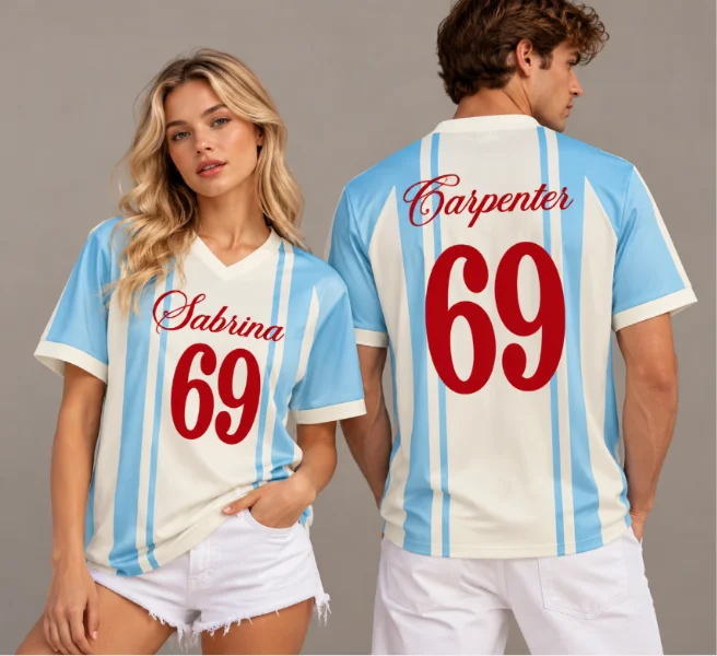 Sabrina Carpenter V-neck top, fashionable and versatile, fan support for couples, unisex Y2K style