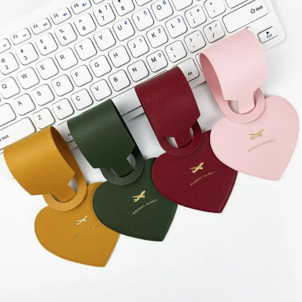 Airplane Suitcase Tag Love Shape PU Luggage Tag Boarding Pass Travel Accessories Information Card Address Label