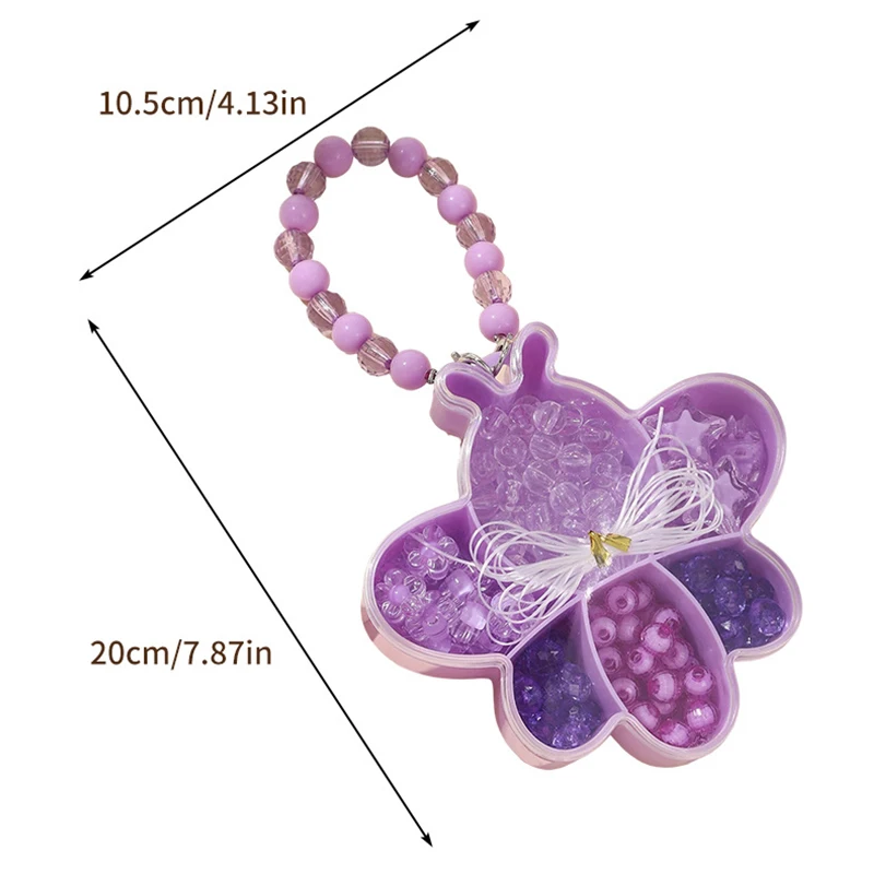 New Purple Handmade DIY Beading Girls Jewellery Box Cute Butterfly Girl Children Necklace Bracelet Toy Set Birthday Gifts