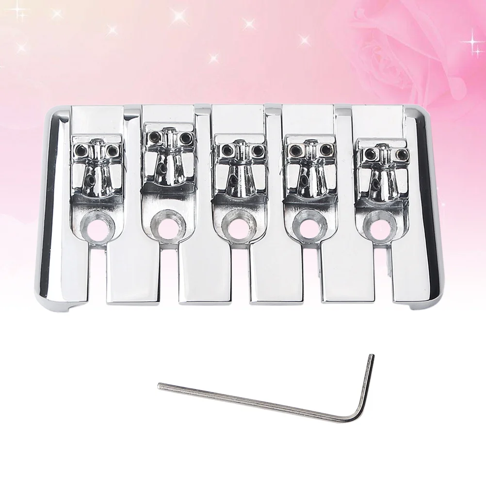 

1 set Metal Bass Bridge For 5 String Ukulele Guitar Saddle Strain Plate Replacement Vintage Diy Instrument Accessory Silver