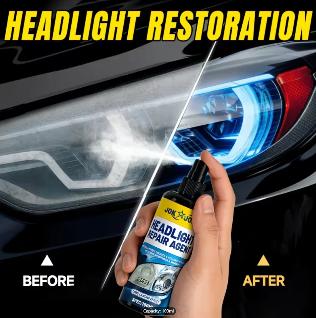 Auto Headlight Restoration Paste, Car Light Polishing, Anti-Oxidation Scratch Remover, Headlight Cleaner, Lens Brightening, UV P