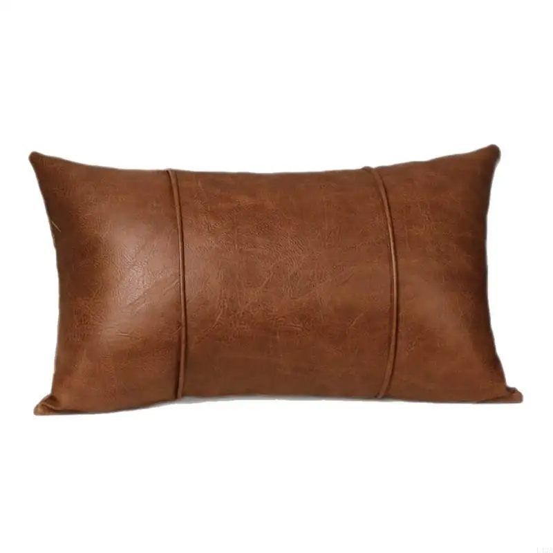 L43A Moisture Proof Decorative Pillow Cover 30x50cm Durability Faux Leather Pillowcase Easy Removal Protectors for Holiday